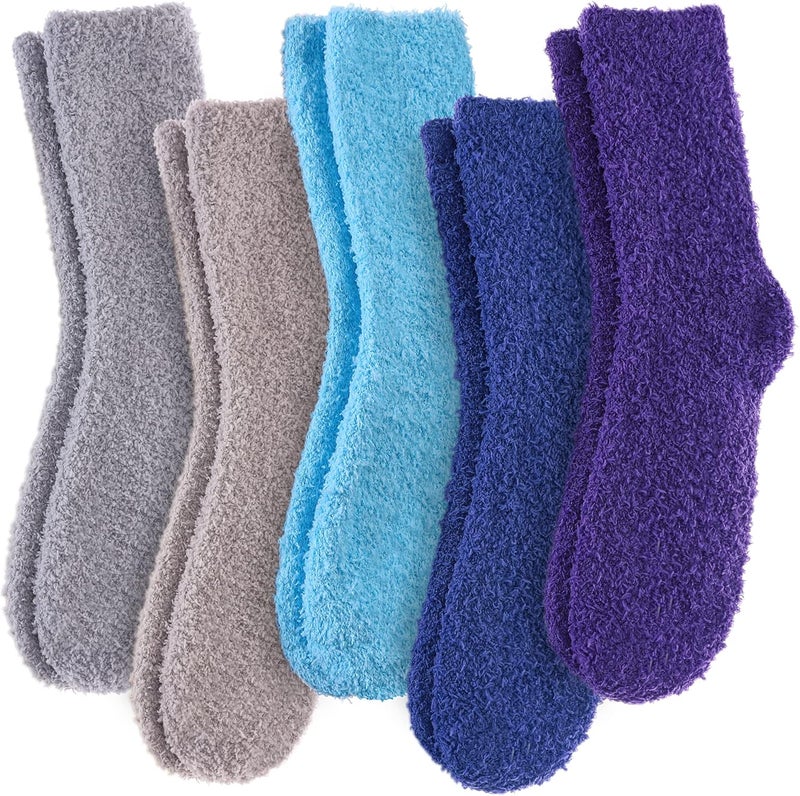 LINEMIN Womens Fuzzy Socks Cozy Fluffy Winter Warm Slipper Socks Microfiber Soft Home Sleeping Socks - Image 1